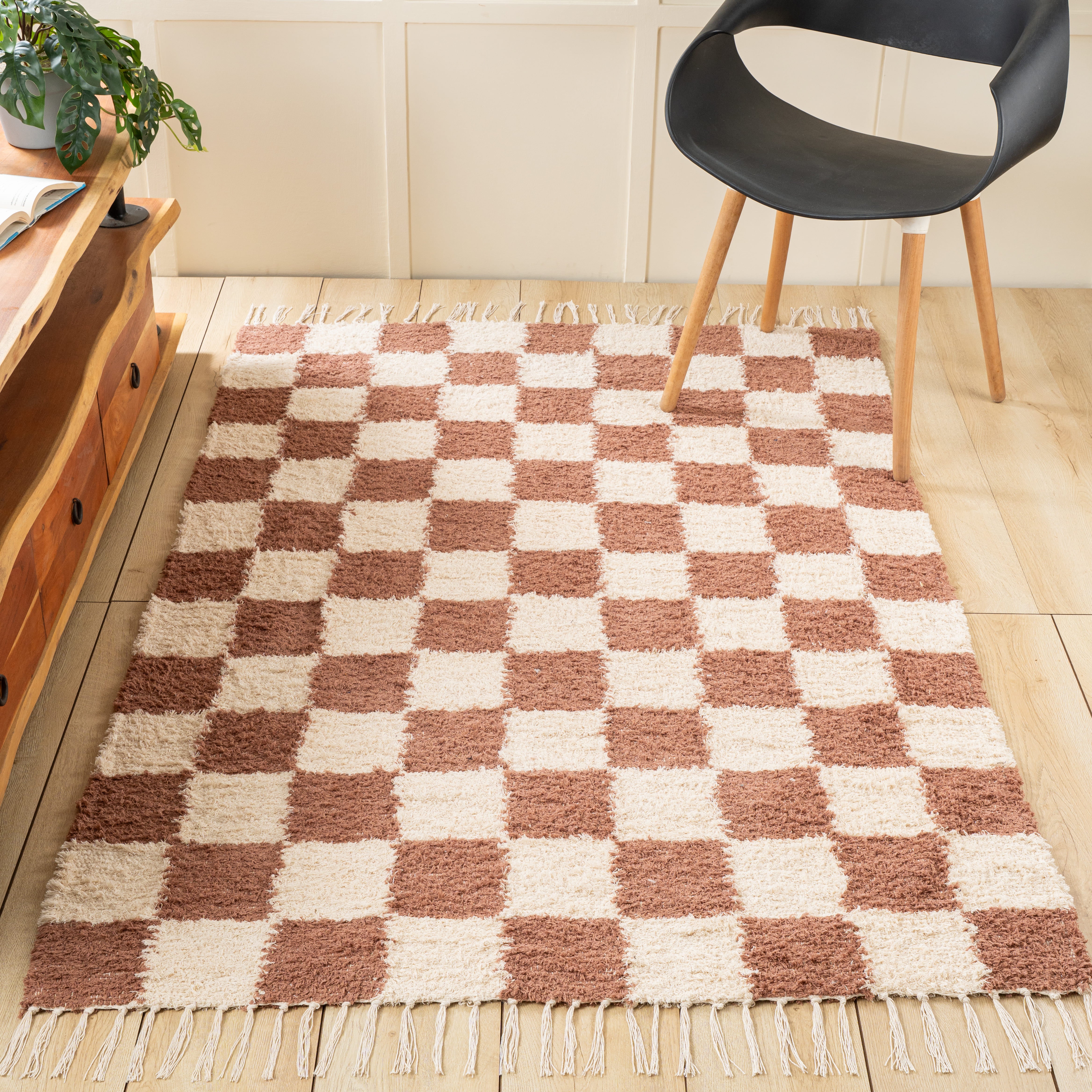Mocha Grid Area Rug