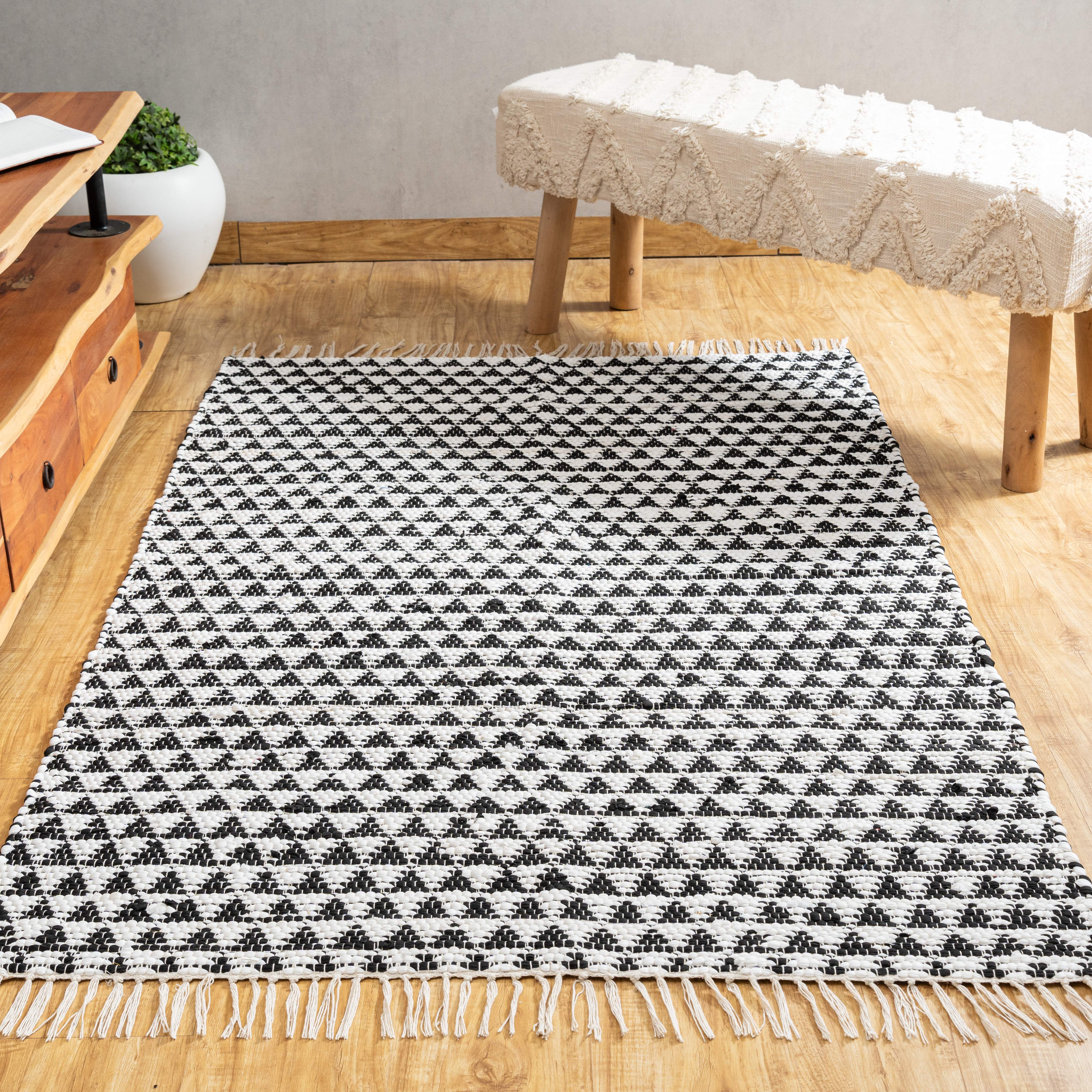 Mono Symmetry Chindi Rug