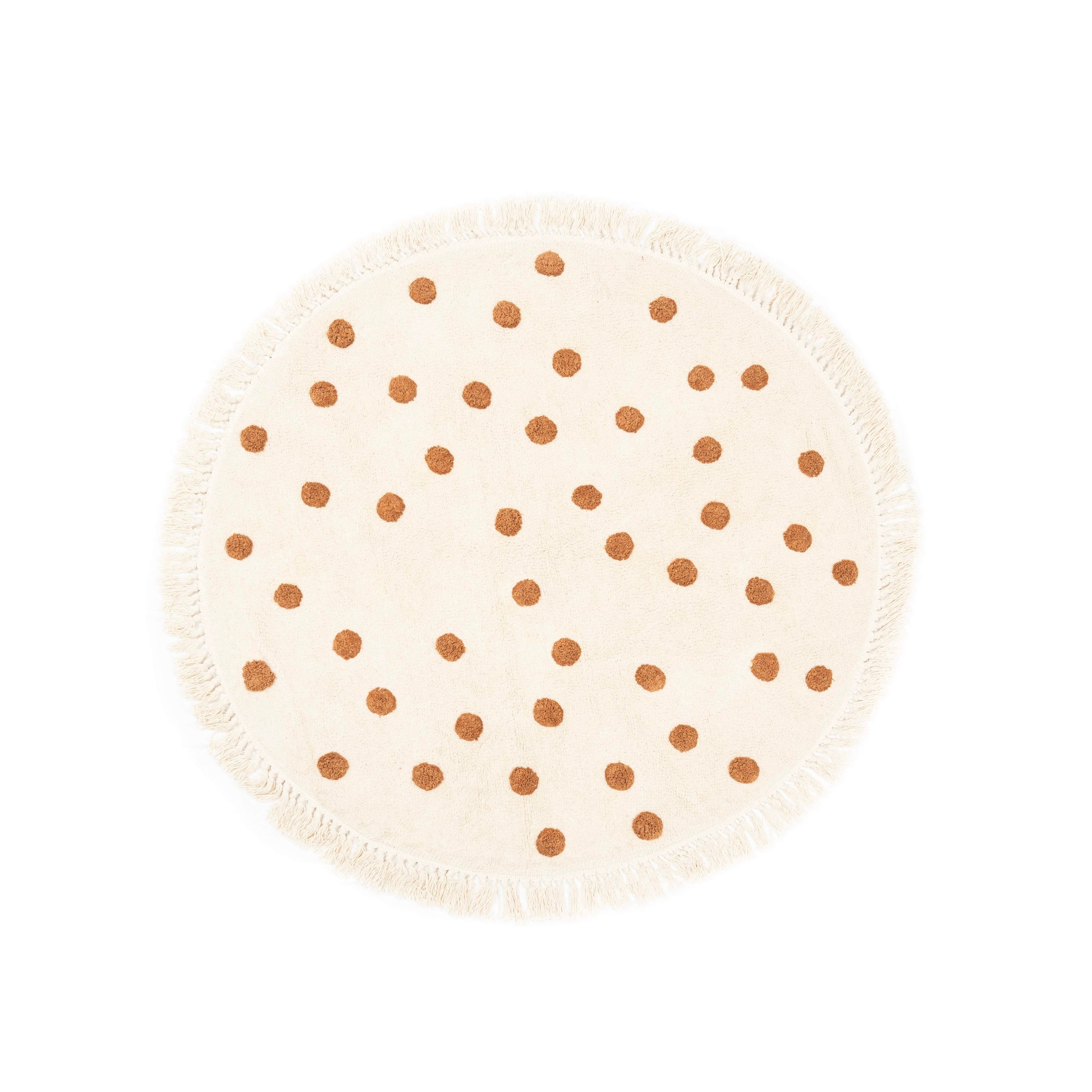 White And Turquoise Polka Dot Round Rug
